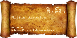 Milics Szabolcs névjegykártya